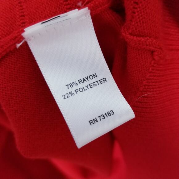 Cable & Gauge Red Pointelle Knit Ribbed Button Front Cardigan Sweater - Small - Picture 5 of 7